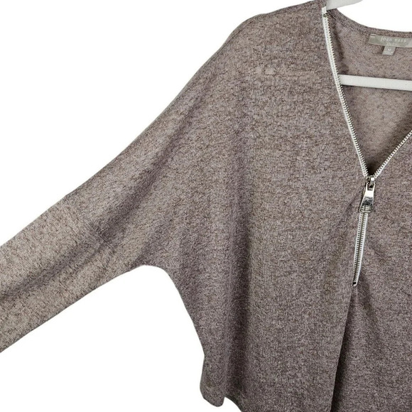 Joan Vass Heather Gray Oversized Knit Sweater 1/2 Zip Dolman Sleeves Size Medium - Picture 2 of 10